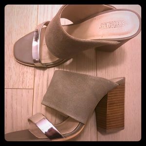 Seychelles neutral/silver block summer heels